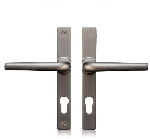 Schlosser Technik Uros Satin Chrome Ferco Door Handle Replacement (PZ 70mm, Screw Hole Distance 180mm, Overall 205mm), UPVC Front Door Handle Compatible with GU Ferco Locking System.