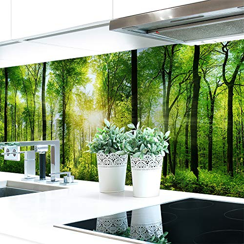 Küchenrückwand Waldlichtung Premium Hart-PVC 0,4 mm selbstklebend - Direkt auf die Fliesen, Größe:120 x 60 cm