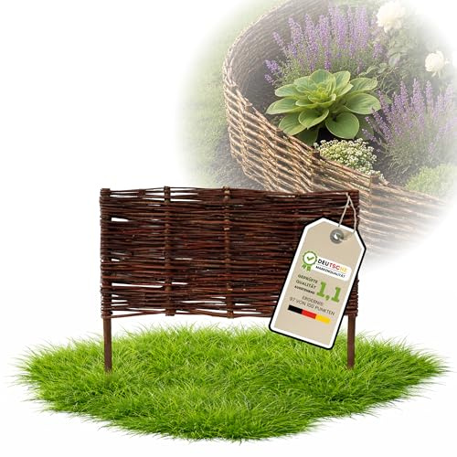 Floranica 1 Pezzo Recinzione in Vimini per aiuole 40 cm x 60 cm Palizzata in Salice Bordatura per aiuole Pannello da Giardino per Delimitazione di Sentieri Bordo per Prato