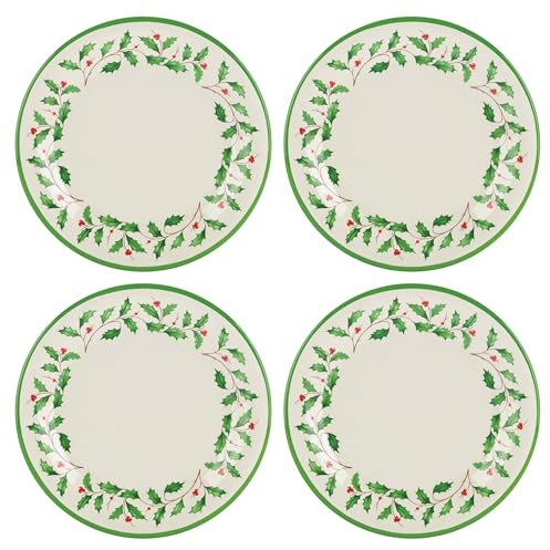 Lenox 863669 Holiday 4-teiliges Melamin-Speiseteller-Set, Weihnachtsgeschirr, Gastgeber