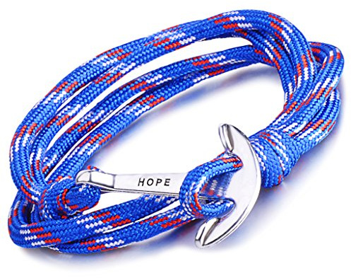 Infinite U Fashion Hope Sailor Anchor Womens Mens Wrap Bracelet Braided Colorful Nylon Rope Alloy Multilayer Charm Wristband Bangle