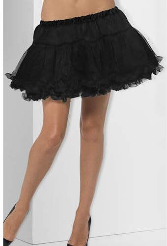 Smiffys Enagua, negro, con cinta de satén Halloween, Carnaval