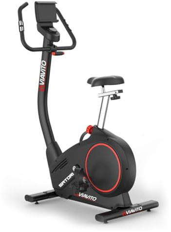 VIAVITO Upright Exercise Bike Satori Smooth Silent Stationary Home Gym Cardio Workout Indoor Cycling Fitness Machine, 32 Levels of Adjustable Magnetic Resistance, LED Display, Pulse Sensors, w/Wheels