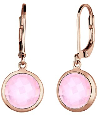 Elli Ohrringe Damen mit Rosenquarz in 925 Sterling Silber Rosé vergoldet
