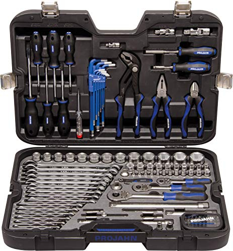 Projahn 39048201 Industrie-Werkzeugkoffer Universal metrisch 122-tlg, Werkzeugkasten/Werkzeug Set - umfangreiches Sortiment, Übersichtliche Anordnung, Premium-Optik, ergonomisches Kofferdesign