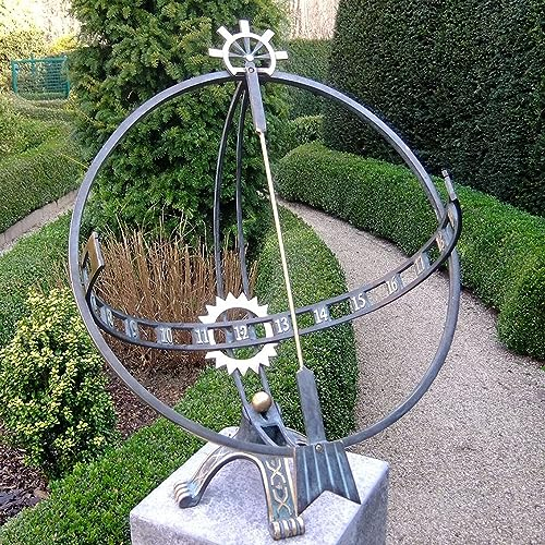 H. Packmor GmbH Bronzefigur Sonnenuhr mit schickem Dekor Zeitmesser Skulptur Gartendekoration - 49x66x52 cm