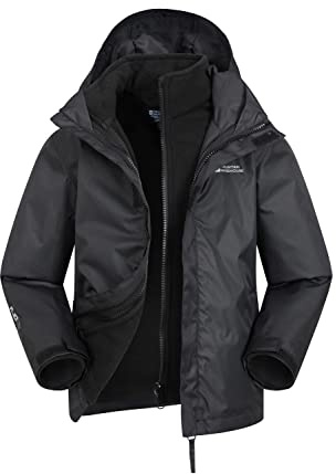 Mountain Warehouse Fell Kids 3 in 1 Rain Jacket | Lightweight & Water-Resistant Coat with Detachable Inner Fleece for Warmth & Packaway Hood, For Winter, Walking, School