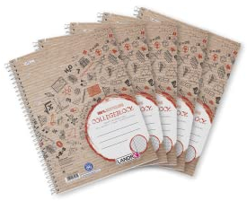 Landré Collegeblock A5 Recycling, kariert, 80 Blatt, gelocht, 5 Stück