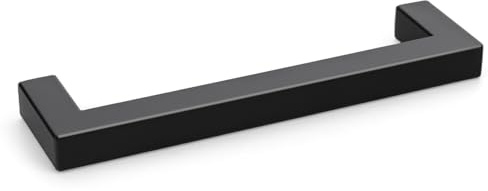 Goldenwarm 10 Pack 5 Inch Black Cabinet Handles Kitchen - Matte Black Drawer Pulls Stainless Steel - 128mm Cabinet Hardware Square Bar Modern Cabinet Pulls for Kitchen Bathroom Cupboard