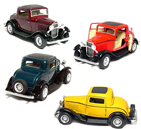 KiNSMART 1932 Ford 3-Window Coupe 1:34 Scale 5 Red Die Cast Metal Model Toy Classic Car