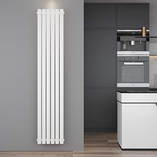 ELEGANT Design Röhren Heizkörper Vertikal 1800x350mm Weiß Oval Paneelheizkörper Mittelanschluss Doppellagig