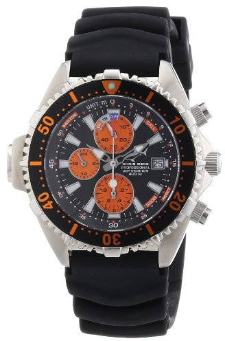 Chris Benz - CB-C-Orange-KB - Montre Mixte - Quartz Chronographe - Bracelet Caoutchouc Noir