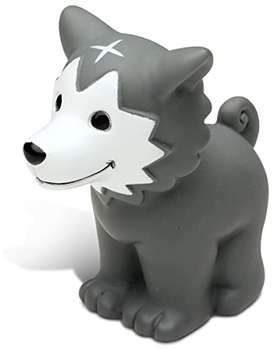 DolliBu Wolf Bath Buddy Squirter – Floating Wolf Rubber Bath Toy, Fun Water Squirting Bathtime Play For Toddlers, Cute and Soft Wild Life Animal Toy For The Bathtub, Beach, and Pool for Girls and Boys