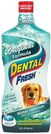 Dental Fresh Water Additive for Dogs, Original Formula, 32oz – Dog Breath Freshener and Dog Teeth Cleaning for Dog Dental Care– Add to Water