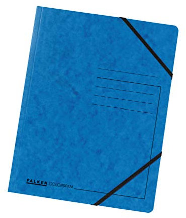 Original Falken 5er Pack Premium Eckspanner-Mappe. Made in Germany. Aus extra starkem Colorspan-Karton DIN A4 mit 2 Gummizügen blau Sammelmappe Dokumentenmappe ideal für Büro und Schule