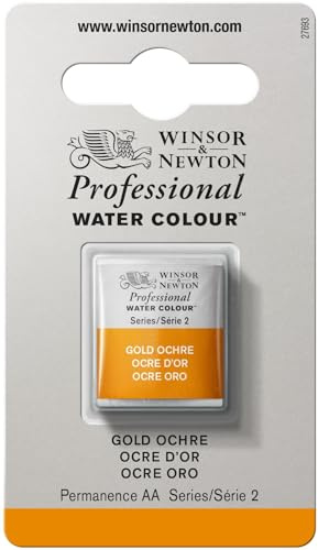 Winsor & Newton Acuarela Profesional - Pintura de Acuarela, Alta Luminosidad, Resistente a la Luz, Calidad de Archivo, 1/2 Godet, Color Ocre Oro