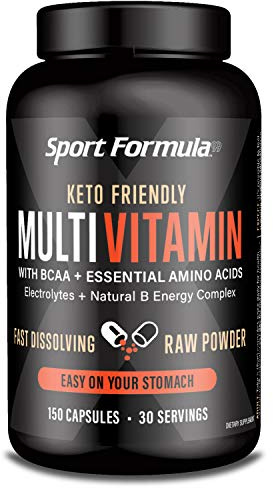 Sport Formula Daily Keto Superfood Multivitamin BCAA Amino Acid Powder Capsules for Men and Women. Won't Upset Your Stomach: Natural Vitamin B Energy Complex: Anti Aging Immune System Support