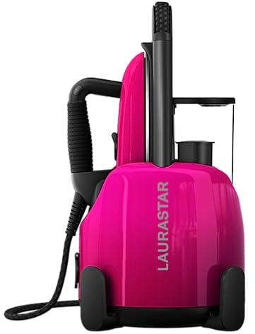 Laurastar Lift Plus Pinky Pop, Ferro da Stiro con Caldaia 3in1, Stira, Elimina le Pieghe e Igienizza i Tessuti, Vapore Igienico, Design, Serbatoio Rimovibile dell’Acqua, Stirare Verticale, Avvolgicavo Automatico, Piastra 3D