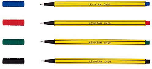 LEVIATAN D400 Fineliner Set 4 Mehrfarbig - Feinleiner Stift Bunt Für Den Täglichen Gebrauch Geeignet - Linienbreite Ca. 0.4 Mm Feinlinerfilzstifte