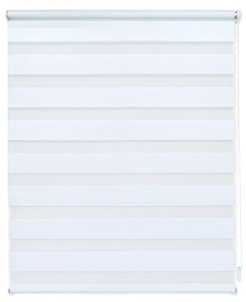 EXKLUSIV HEIMTEXTIL Duo Doppelrollo Klemmfix Fensterrollo ohne Bohren mit Pendelsicherung weiß 70 x 200 cm