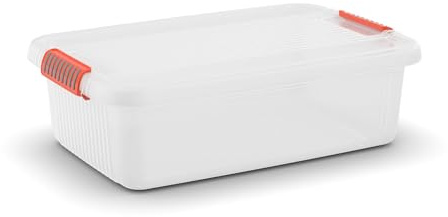 Kis 8561000 0719 01 Aufbewahrungsbox K Latch Box, 28 L, Plastik, transparent/orange, 59 x 39 x 18 cm