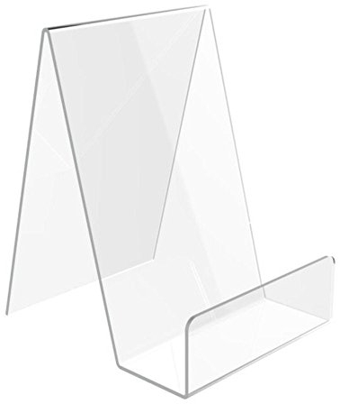 Pos Display Shop 5 x Large Clear Acrylic Book Stand Sign Brochure Holder Postcard Easel Product Display, with Lip 100mm W x 195mm H - PDS8272 Clear - 100% Recyclable!