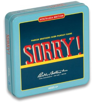 WS Game Company Sorry! Nostalgia Edition Board Game in Collectible Tin Vintage Style Slide Pursuit Board Games for Ages 6+
