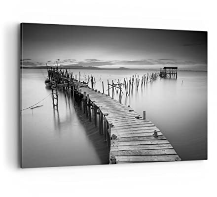 Cuadros Decoracion Salon mar puente paisaje naturaleza Lienzos decorativos 120x80cm Cuadro Sobre Lienzo Moderno Dormitorio Cocina Cuadros Pared Imágenes Wall Art Prints Decor Grande XXL AA120x80-3082