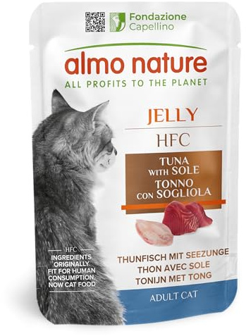 Almo Nature HFC Jelly Katzenfutter nass -Thunfisch und Seezunge 24er Pack (24 x 55g)