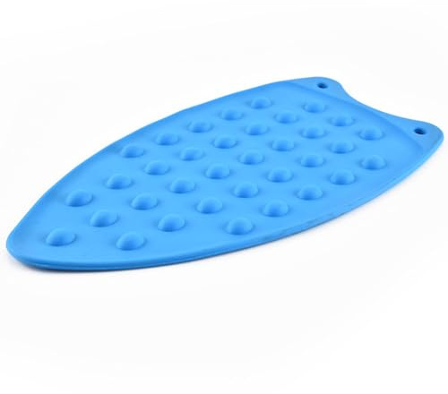 LeLehome Silicone Iron Rest Pad for Ironing Board Hot Heat Resistant Steam Compact Mat Anti-Slip Home Tools Kitchen Pot Tableware Mat Placemat, Blue