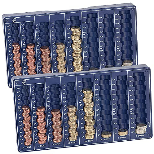 PEARL Münzzählbrett: 2er-Set Euro-Münzbretter für alle Euro- und Cent-Münzen (Münzsortierer, Münzzählbrett klein, Geldkassette)