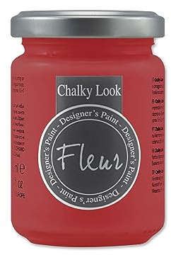 FLEUR DESIGNER'S PAINT | Pittura ad Acqua, Effetto Gesso Naturale, Extra Opaca, Fleur Chalky F27, Colore Tomato Red, Made in Italy, Formato da 130 ml