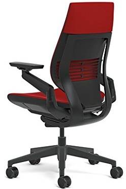 Steelcase Gesture Office Chair - Cogent Connect Scarlet Red Upholstered Wrapped Back Black Frame Low Seat Black Seat/Back/Arms Hard Floor Caster Wheels