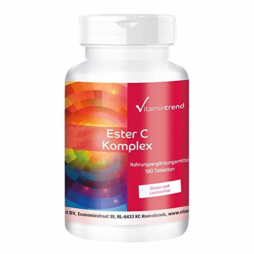 Vitamintrend Ester C Komplex, 180 Tabletten, gepuffertes Vitamin C, Nahrungsergänzungsmittel vegan, in Deutschland hergestellt