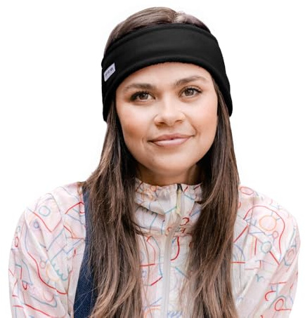 Turtle Fur Bang Band - Warm Headbands for Men and Women Made with Soft, Moisture-Wicking Fleece with Extra Width at Ears, Black