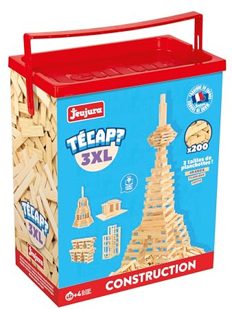 JEUJURA - Técap 3XL - Baril 200 Planchettes en Bois - À partir de 3 Ans - Jeu de Construction Créatif, Manipulatif et Éducatif - Fabriqué en France - 8322