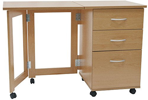WATSONS FLIPP 3 Drawer Folding Office Desk Workstation Craft Sewing Beech