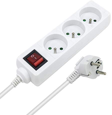 Waytex 52119 Multiprise Electrique 3 Prises Câble 1,50m Blanche