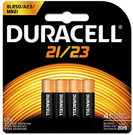 Duracell 21/23 12V Alkaline Battery, 4 Count Pack, 21/23 12 Volt Alkaline Battery, Long-Lasting for Key Fobs, Car Alarms, GPS Trackers, and More