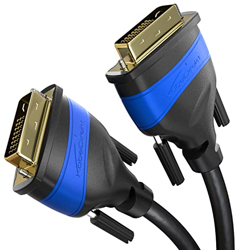 KabelDirekt – Dual Link DVI Kabel – mit Ferritkern für störungsfreie Signalübertragung – 1m (digitales DVI-D/24+1 Monitor Kabel, bis zu 2560×1600 bei 60Hz oder Full HD/1080p)