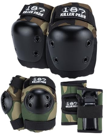 187 Killer Pads Six Pack Pad Set, Protective Gear for Elbows, Knees, and Wrists - Ideal for Skateboarding, Roller Skating, and Inline Skating