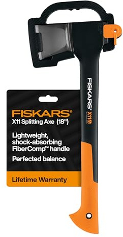 Fiskars X11 Splitting Axe Hatchet, 17 Tree Branch Cutter and Wood Axe for Small Logs with Shock-Absorbing Handle
