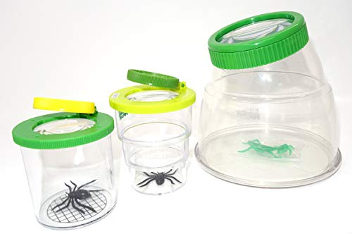 Becherlupen 3er Set Groß-Klein-Faltbar mit extra Lupenheft