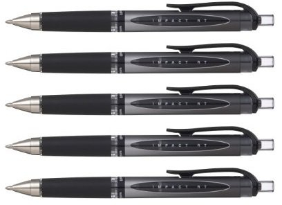 Faber-Castell 5er Sparpack uniball Gelschreiber GEL IMPACT RT UMN 15210S N, schwarz (5 Stück)