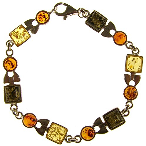 Bracciale donna in ambra naturale baltica e argento 925 - 20cm
