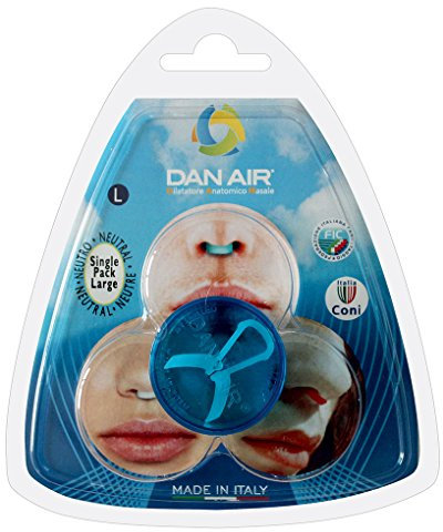 DanAir - 1 Dilatatore Nasale Antirussamento Made in Italy, Divaricatore Naso per Attività Sportive - Dispositivo Anti Russamento Uomo e Donna, Respirare Meglio dal Naso (L)