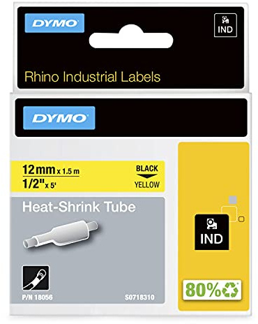 Gaines thermorétractables DYMO RhinoPRO pour étiquetage de câbles, 6mm x 1,5m, blanc (18051)