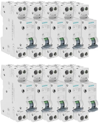 Lot de 10 Disjoncteurs électriques phase + neutre 10A