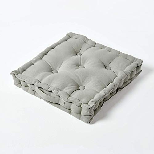 HOMESCAPES Coussin de Chaise de Couleur Gris Fait en 100% Coton de 40x40 cm pour Chaise de Salon et Chaise de Jardin
