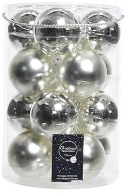 16 Christbaumkugeln Glas 8cm Silber